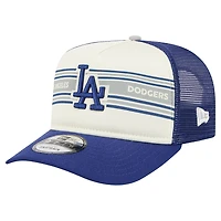 Men's New Era Cream/Royal Los Angeles Dodgers Banner A-Frame 9FIFTY Trucker Snapback Hat