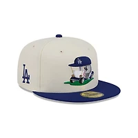 Men's New Era  Cream/Royal Los Angeles Dodgers Bullpen Cart 59FIFTY Fitted Hat