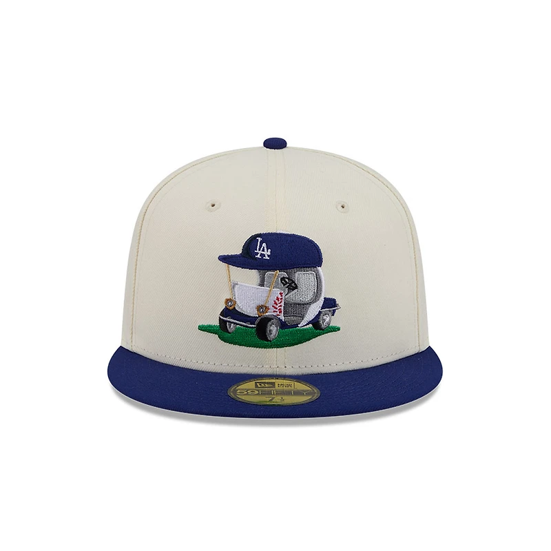 Casquette ajustée New Era 59FIFTY crème/bleu roi Los Angeles Dodgers Bullpen Cart pour homme