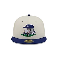 Casquette ajustée New Era 59FIFTY crème/bleu roi Los Angeles Dodgers Bullpen Cart pour homme
