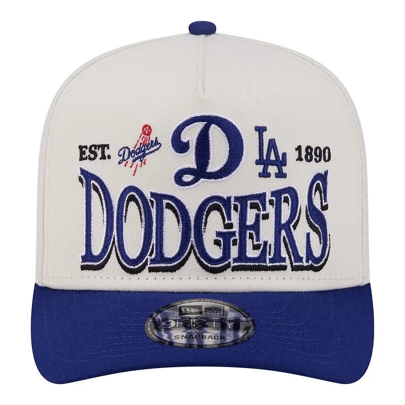 Men's New Era Cream/Royal Los Angeles Dodgers Tri-Hit 9FIFTY A-Frame Adjustable Hat