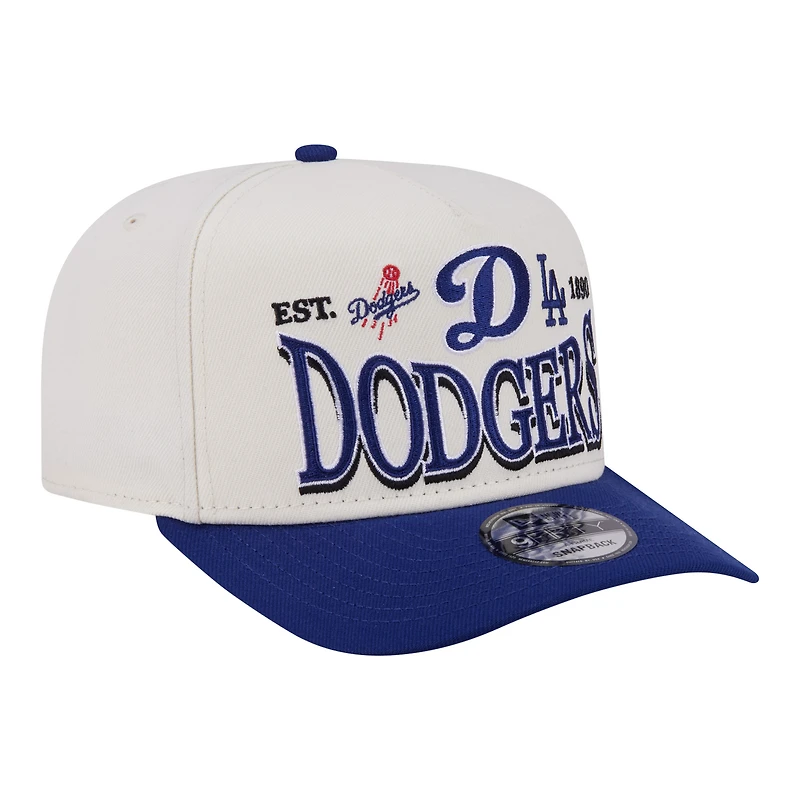 Men's New Era Cream/Royal Los Angeles Dodgers Tri-Hit 9FIFTY A-Frame Adjustable Hat