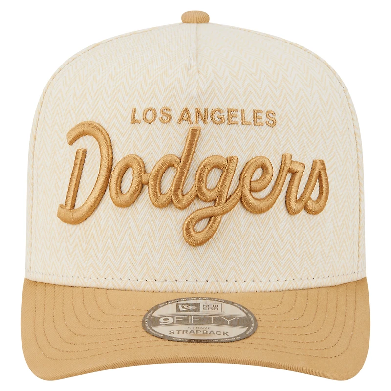Men's New Era Cream Los Angeles Dodgers Herringbone 9FIFTY A-Frame Snapback Hat