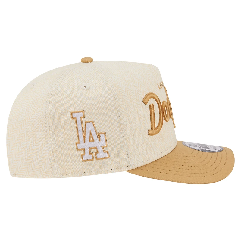 Men's New Era Cream Los Angeles Dodgers Herringbone 9FIFTY A-Frame Snapback Hat