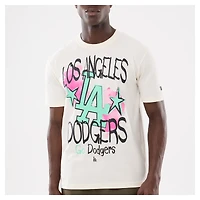 T-shirt New Era crème pour homme, Los Angeles Dodgers, style punk core