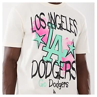 Men's New Era  Cream Los Angeles Dodgers Lifestyle Punk Core T-Shirt