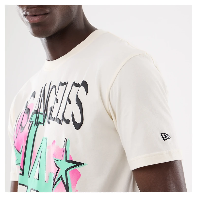 Men's New Era Cream Los Angeles Dodgers Lifestyle Punk Core T-Shirt