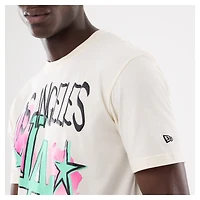 Men's New Era  Cream Los Angeles Dodgers Lifestyle Punk Core T-Shirt