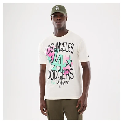 Men's New Era Cream Los Angeles Dodgers Lifestyle Punk Core T-Shirt