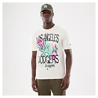 Men's New Era  Cream Los Angeles Dodgers Lifestyle Punk Core T-Shirt