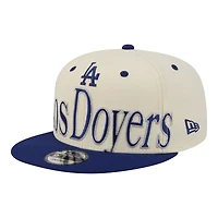Men's New Era Cream Los Angeles Dodgers Oversized Slogan 9FIFTY Snapback Hat