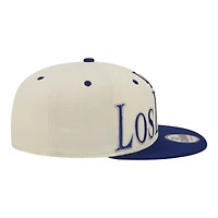 Men's New Era Cream Los Angeles Dodgers Oversized Slogan 9FIFTY Snapback Hat
