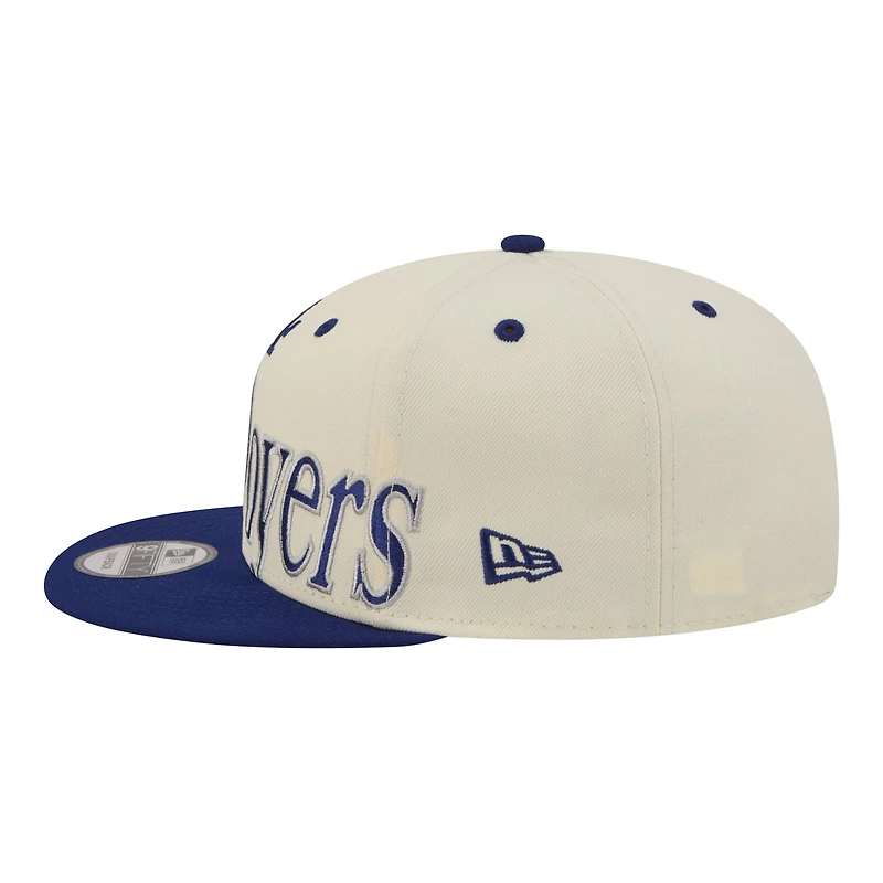 Men's New Era Cream Los Angeles Dodgers Oversized Slogan 9FIFTY Snapback Hat