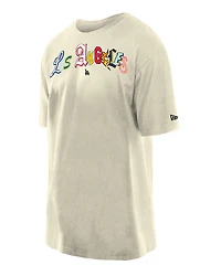 Men's New Era  Cream Los Angeles Dodgers Ransom Note Oversized T-Shirt