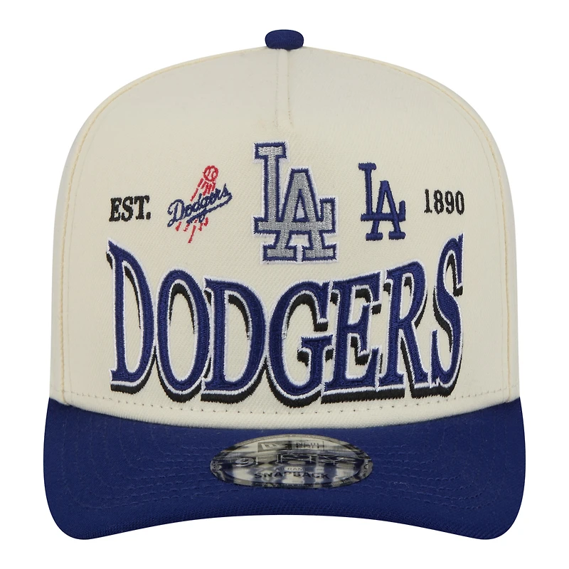Casquette ajustable New Era crème Los Angeles Dodgers Throwback Tri-Hit A-Frame 9FIFTY pour homme