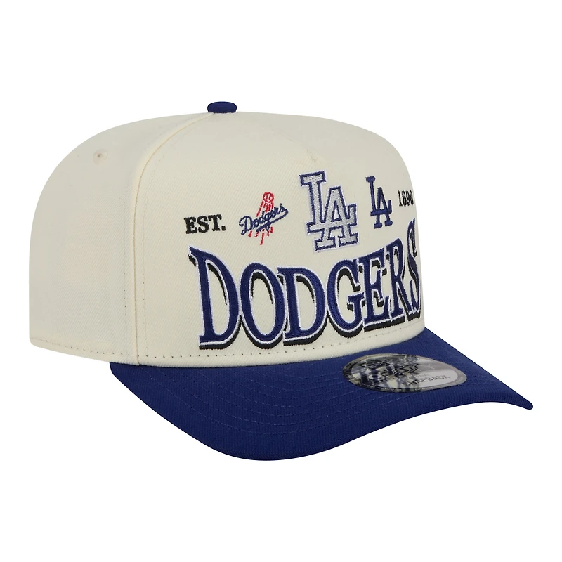 Men's New Era Cream Los Angeles Dodgers Throwback Tri-Hit A-Frame 9FIFTY Adjustable Hat