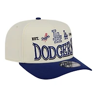 Men's New Era Cream Los Angeles Dodgers Throwback Tri-Hit A-Frame 9FIFTY Adjustable Hat