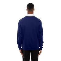 Men's New Era Dark Blue Los Angeles Dodgers Throwback Prep Colorblock Rugby Polo