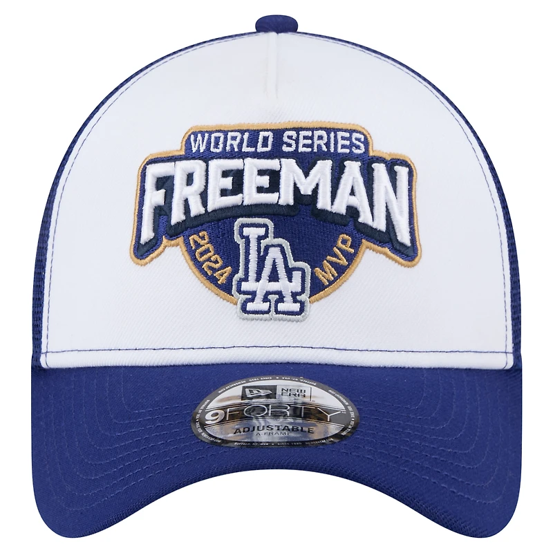 Casquette ajustable Freddie Freeman blanche pour homme des Los Angeles Dodgers 2024 World Series MVP 9FORTY de New Era