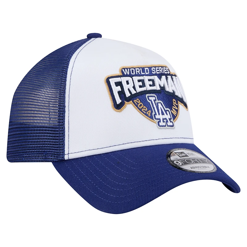 Casquette ajustable Freddie Freeman blanche pour homme des Los Angeles Dodgers 2024 World Series MVP 9FORTY de New Era