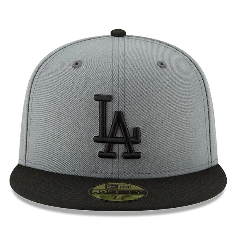 Casquette ajustée bicolore 59FIFTY des Los Angeles Dodgers New Era pour homme, gris/noir