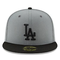 Casquette ajustée bicolore 59FIFTY des Los Angeles Dodgers New Era pour homme, gris/noir