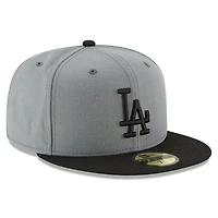 Casquette ajustée bicolore 59FIFTY des Los Angeles Dodgers New Era pour homme, gris/noir
