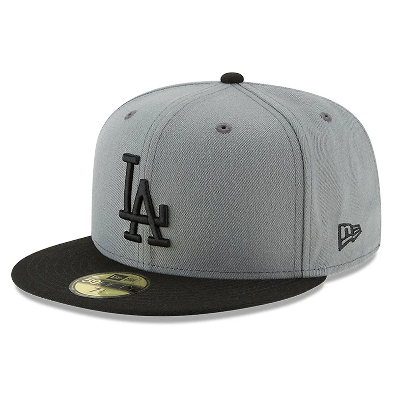 Casquette ajustée bicolore 59FIFTY des Los Angeles Dodgers New Era pour homme, gris/noir