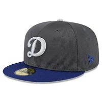 Men's New Era Gray/Royal Los Angeles Dodgers 2025 Batting Practice 59FIFTY Fitted Hat