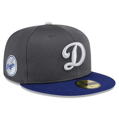 Men's New Era Gray/Royal Los Angeles Dodgers 2025 Batting Practice 59FIFTY Fitted Hat