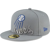Men's New Era Gray Los Angeles Dodgers Alternate Logo Elements 59FIFTY Fitted Hat