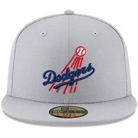 Casquette ajustée New Era grise Los Angeles Dodgers Cooperstown Collection Logo 59FIFTY pour homme