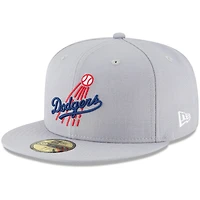 Casquette ajustée New Era grise Los Angeles Dodgers Cooperstown Collection Logo 59FIFTY pour homme