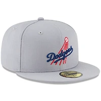 Men's New Era Gray Los Angeles Dodgers Cooperstown Collection Wool 59FIFTY Fitted Hat