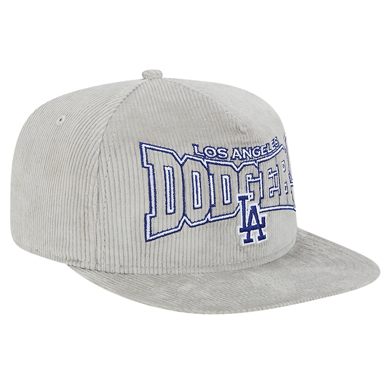 Casquette de golf à visière snapback en velours côtelé Los Angeles Dodgers de New Era pour homme