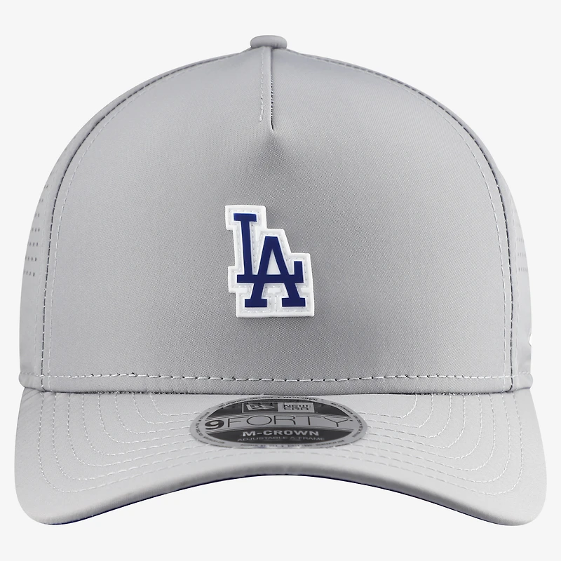 Men's New Era Gray Los Angeles Dodgers Micro Logo 9FORTY M-Crown A-Frame Adjustable Hat