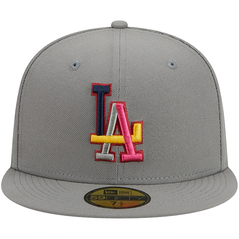 Casquette ajustée 59FIFTY grise des Los Angeles Dodgers New Era pour homme