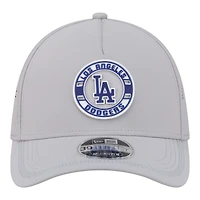 Casquette New Era grise pour homme, Los Angeles Dodgers Patch 39THIRTY, style A-Frame, couronne perforée et flexible