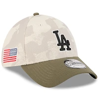 Men's New Era Light Beige/Olive Los Angeles Dodgers 2025 Armed Forces Day 39THIRTY Flex Hat