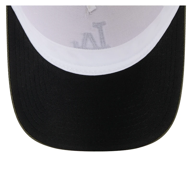 Casquette ajustable New Era 9FORTY M-Crown A-Frame beige clair/olive pour homme, édition 2025 des Dodgers de Los Angeles, motif Armed Forces Day