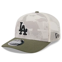 Men's New Era Light Beige/Olive Los Angeles Dodgers 2025 Armed Forces Day 9SEVENTY Stretch-Snap Hat