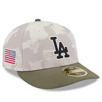 Men's New Era Light Beige/Olive Los Angeles Dodgers 2025 Armed Forces Day Low Profile 59FIFTY Fitted Hat