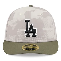 Men's New Era Light Beige/Olive Los Angeles Dodgers 2025 Armed Forces Day Low Profile 59FIFTY Fitted Hat