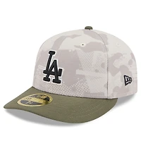 Men's New Era Light Beige/Olive Los Angeles Dodgers 2025 Armed Forces Day Low Profile 59FIFTY Fitted Hat