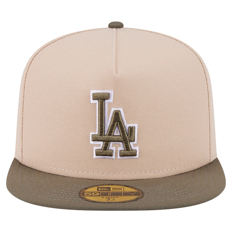 Casquette ajustée bicolore 59FIFTY des Dodgers de Los Angeles, beige clair/olive, pour homme, New Era