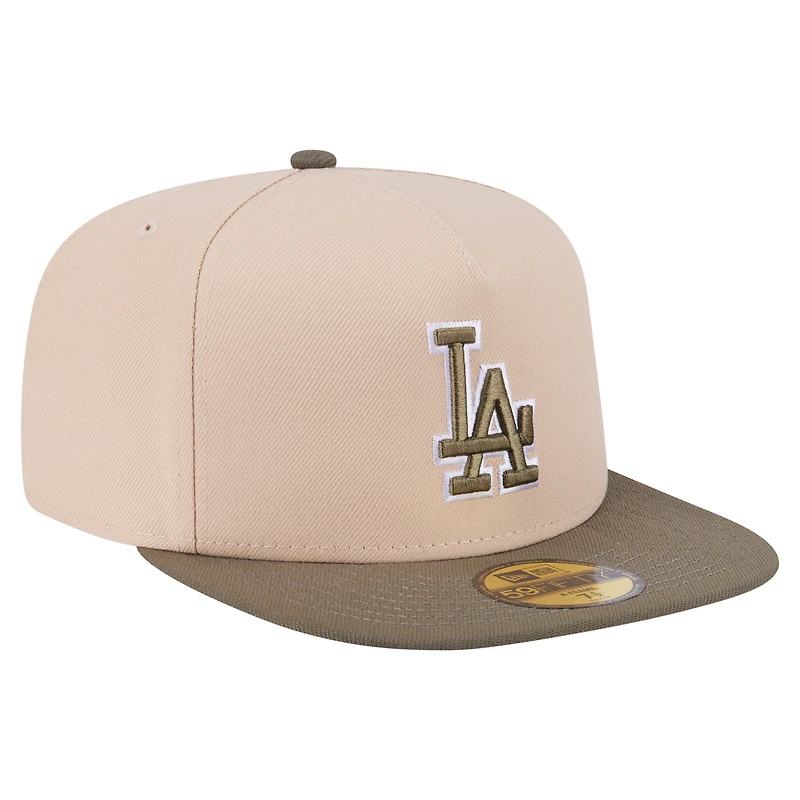 Casquette ajustée bicolore 59FIFTY des Dodgers de Los Angeles, beige clair/olive, pour homme, New Era