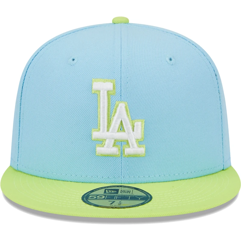 Men's New Era Light Blue/Neon Green Los Angeles Dodgers Spring Color Two-Tone 59FIFTY Fitted Hat