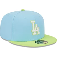 Men's New Era Light Blue/Neon Green Los Angeles Dodgers Spring Color Two-Tone 59FIFTY Fitted Hat