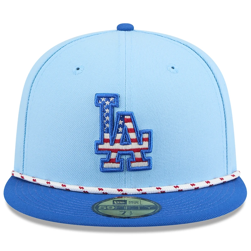 Men's New Era Light Blue/Royal Los Angeles Dodgers 2025 Fourth of July 59FIFTY Fitted Hat