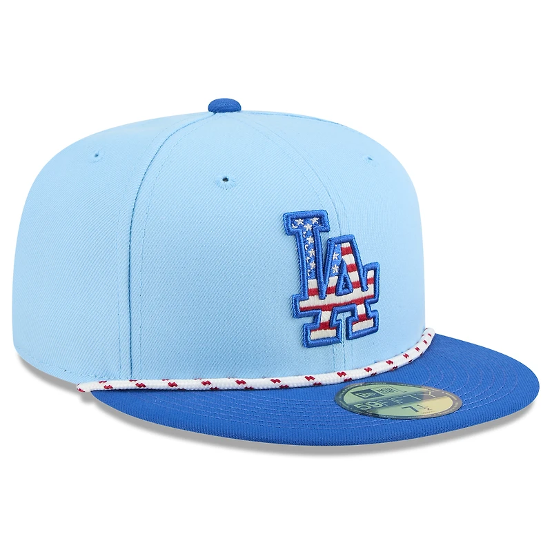 Casquette ajustée New Era 59FIFTY bleu clair/bleu royal des Dodgers de Los Angeles 2025, 4 juillet